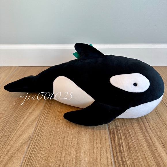 Pillowfort Orca Weighted Plush Throw Pillow Black/White - Picture 7 of 9